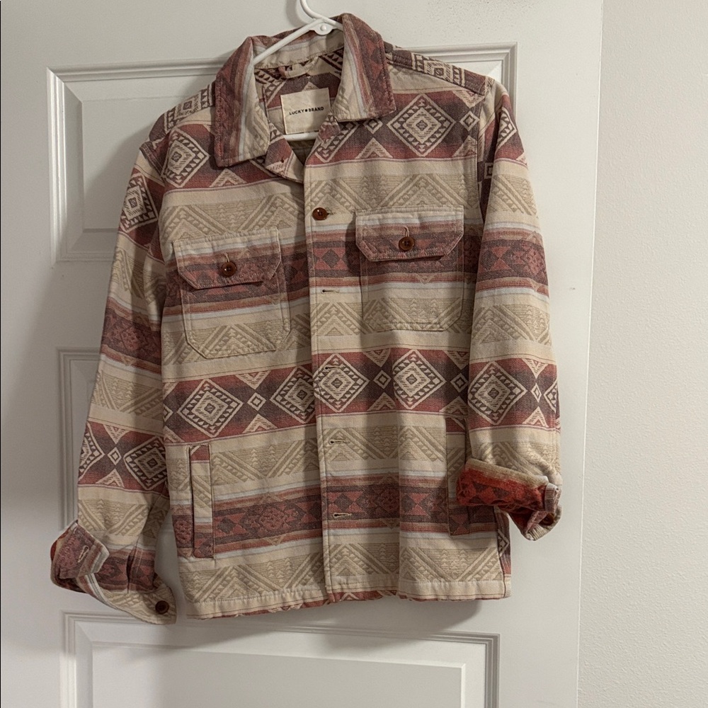 Lucky Brand Men's Geometric Jacket - Cream and Brown